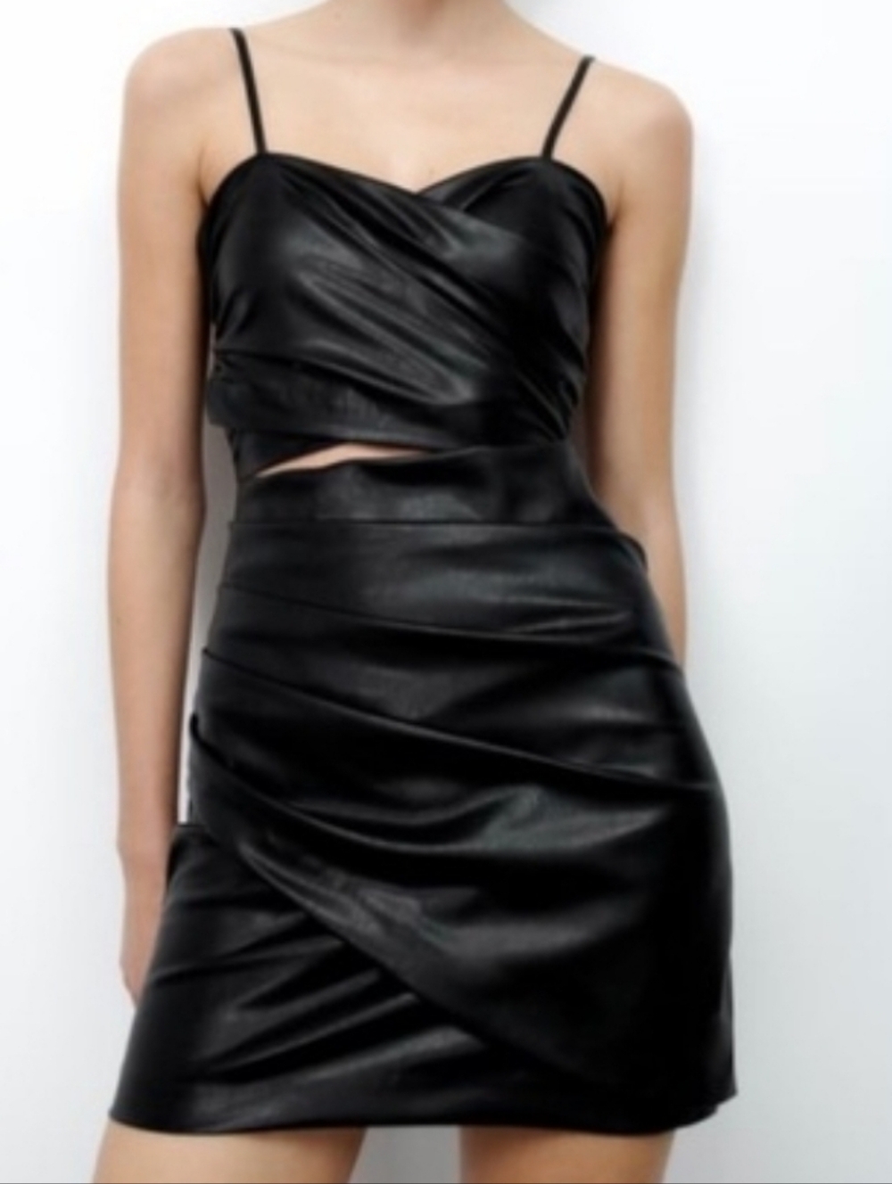 Zara Faux Leather Cutout Dress